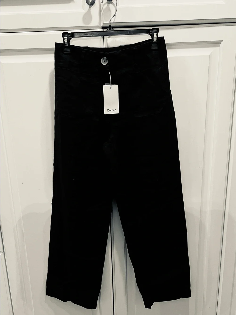 Quince Black Wide-Leg Linen Patch Pocket Pants